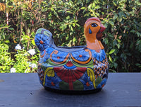 Talavera Chicken Flower Pot, Talavera Planter, Handmade Planter, Outdoor Or Indoor Flower Pot, Colorful Ceramic Mexican Garden Decor, Medium