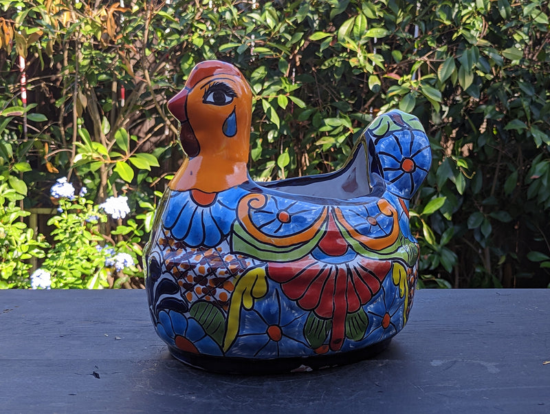 Talavera Chicken Flower Pot, Talavera Planter, Handmade Planter, Outdoor Or Indoor Flower Pot, Colorful Ceramic Mexican Garden Decor, Medium