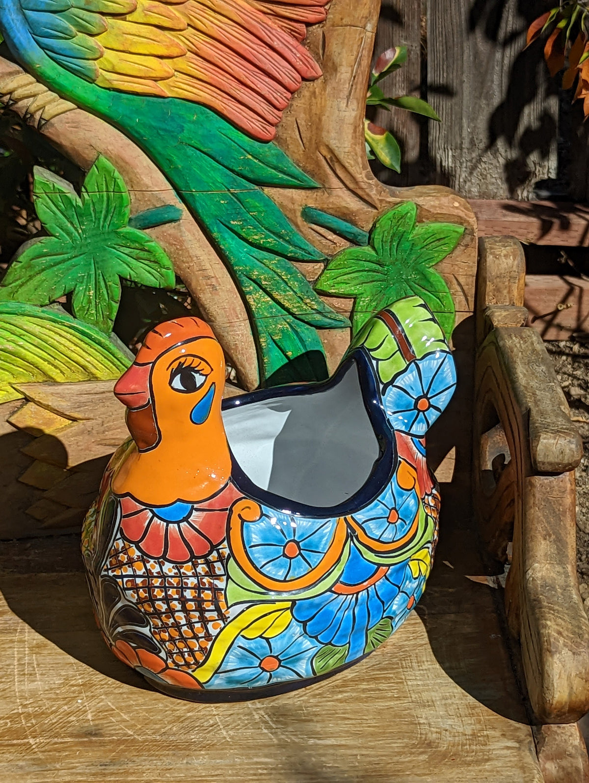 Talavera Chicken Flower Pot, Talavera Planter, Handmade Planter, Outdoor Or Indoor Flower Pot, Colorful Ceramic Mexican Garden Decor, Medium