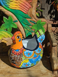 Talavera Chicken Flower Pot, Talavera Planter, Handmade Planter, Outdoor Or Indoor Flower Pot, Colorful Ceramic Mexican Garden Decor, Medium