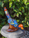 Roadrunner Yard Art, Colorful Bird Art, Talavera Roadrunner Metal Bird Decor, Metal Bird Ornament, Bird Statue Decor For Your Home Or Yard