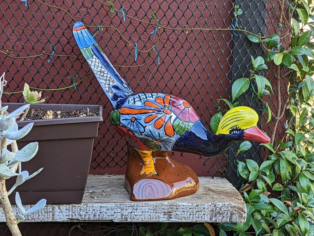 Roadrunner Yard Art, Colorful Bird Art, Talavera Roadrunner Metal Bird Decor, Metal Bird Ornament, Bird Statue Decor For Your Home Or Yard