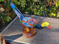 Roadrunner Yard Art, Colorful Bird Art, Talavera Roadrunner Metal Bird Decor, Metal Bird Ornament, Bird Statue Decor For Your Home Or Yard