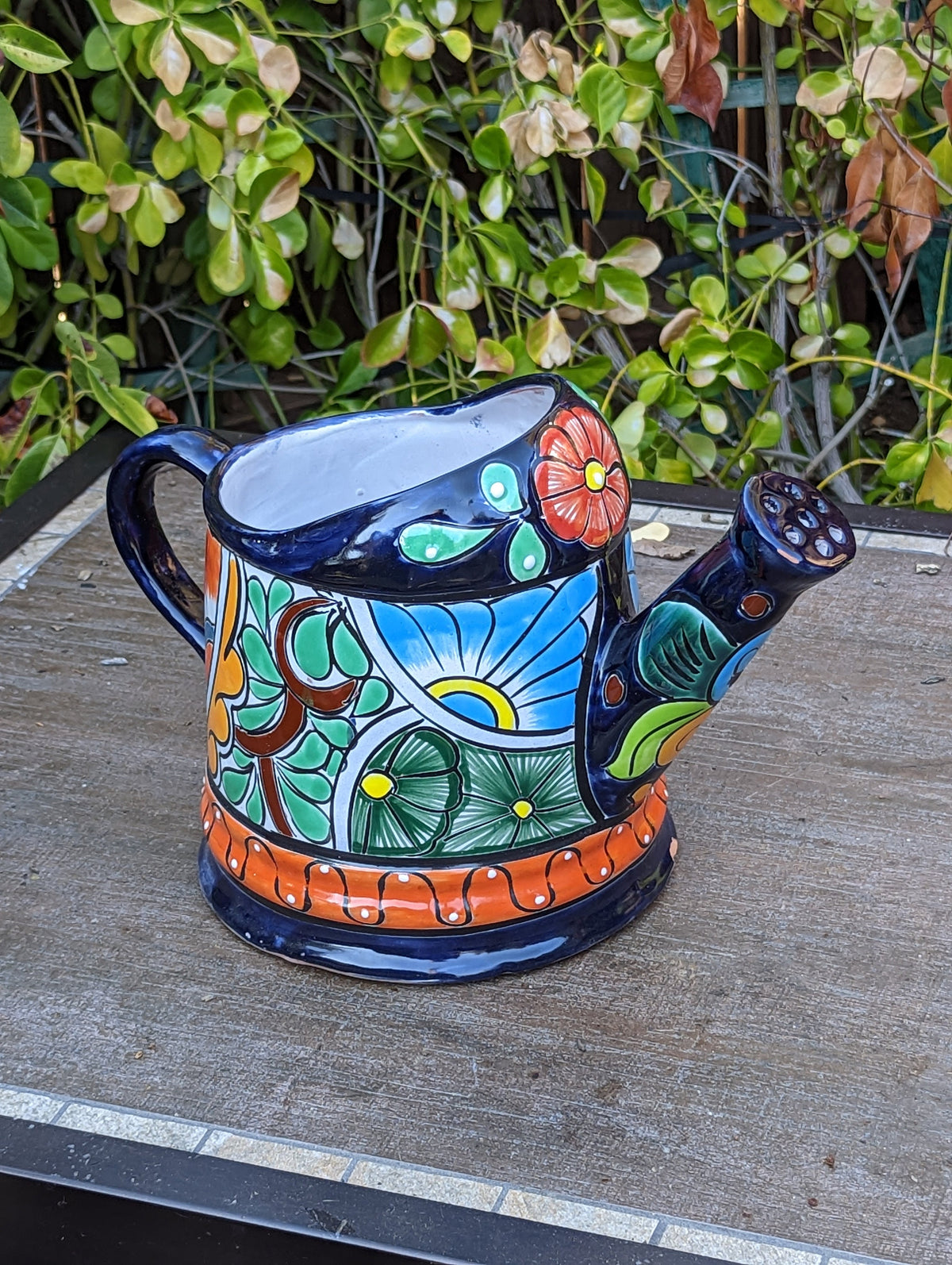 Ceramic Watering Can, Small CHIP, Talavera Pottery, Handmade Large Colorful Watering Pot, Ceramic Watering Pot Home Decor, Made In Mexico