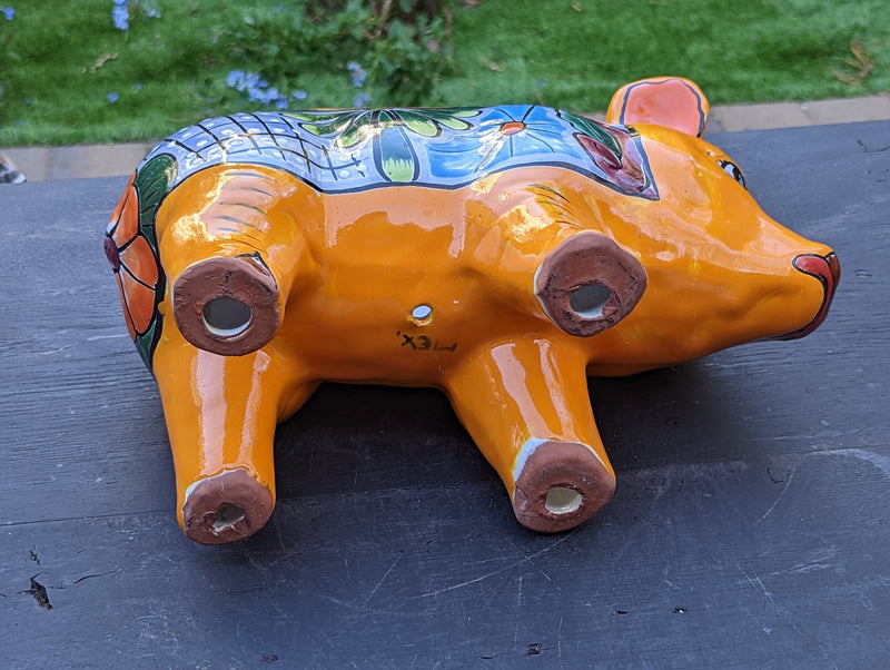 Ceramic Pig Figurine, Cute Flower Pot, Pig Yard Art, Talavera Pottery, Pig Lover Gifts, Ceramic Flower Pot, Handmade in Mexico