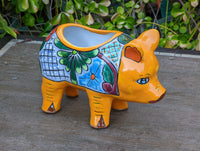 Ceramic Pig Figurine, Cute Flower Pot, Pig Yard Art, Talavera Pottery, Pig Lover Gifts, Ceramic Flower Pot, Handmade in Mexico