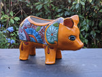 Ceramic Pig Figurine, Cute Flower Pot, Pig Yard Art, Talavera Pottery, Pig Lover Gifts, Ceramic Flower Pot, Handmade in Mexico