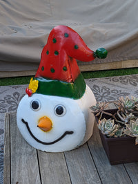 Colorful Snowman Christmas Decoration, Christmas Yard Art or Snowman Porch Decor, Stands 21.5" Tall