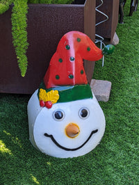 Colorful Snowman Christmas Decoration, Christmas Yard Art or Snowman Porch Decor, Stands 21.5" Tall