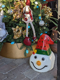 Colorful Snowman Christmas Decoration, Christmas Yard Art or Snowman Porch Decor, Stands 21.5" Tall