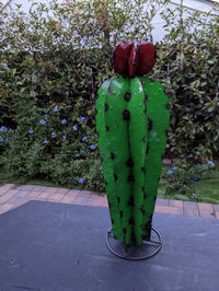 Cactus Garden Decor, Cactus Decorations for Yard or Home, Hand Painted Lifelike Metal Cactus, Mexican Yard Art, 22" High