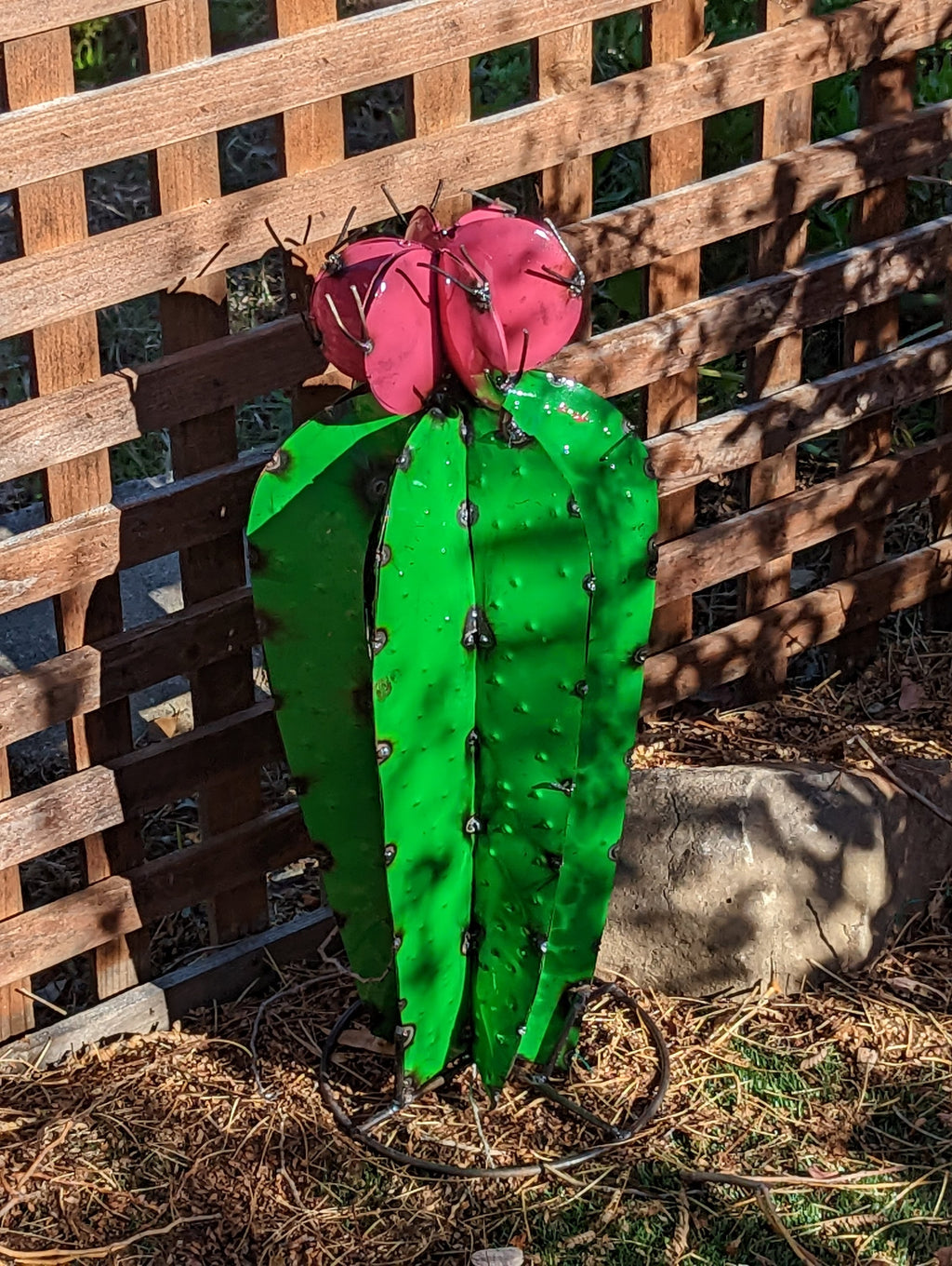 Cactus Garden Decor, Cactus Decorations for Yard or Home, Hand Painted Lifelike Metal Cactus, Mexican Yard Art, 17&quot; High