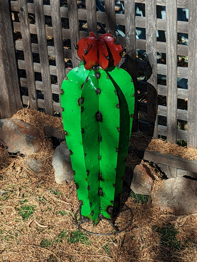 Cactus Garden Decor, Cactus Decorations for Yard or Home, Hand Painted Lifelike Metal Cactus, Mexican Yard Art, 17&quot; High