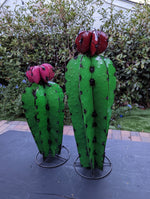 Cactus Garden Decor, Cactus Decorations for Yard or Home, Hand Painted Lifelike Metal Cactus, Mexican Yard Art, 27" Tall