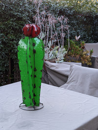 Cactus Garden Decor, Cactus Decorations for Yard or Home, Hand Painted Lifelike Metal Cactus, Mexican Yard Art, 22" High