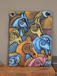 Stallion Stampede Portraiture, Handmade Ceramic Wall Art, Mexican Clay Art of Stampeding Horses Home Decor, Contemporary Wall Art Decoration