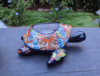Turtle Planter, Talavera Pottery, Mexican Turtle Pot, Succulent Flower Pot, Ceramic Flower Pot, Painted Flower Pot, Mexican Garden Decor
