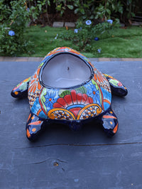 Turtle Planter, Talavera Pottery, Mexican Turtle Pot, Succulent Flower Pot, Ceramic Flower Pot, Painted Flower Pot, Mexican Garden Decor