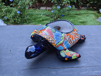 Turtle Planter, Talavera Pottery, Mexican Turtle Pot, Succulent Flower Pot, Ceramic Flower Pot, Painted Flower Pot, Mexican Garden Decor