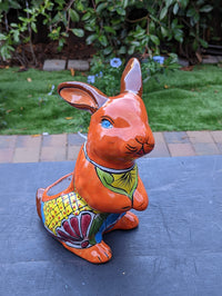Rabbit Planter, Talavera Pottery, Colorful Ceramic Plant Pot, Indoor Home Decor, Outdoor Garden Decor, Hand Painted Mexican Yard Decor