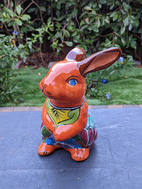 Rabbit Planter, Talavera Pottery, Colorful Ceramic Plant Pot, Indoor Home Decor, Outdoor Garden Decor, Hand Painted Mexican Yard Decor