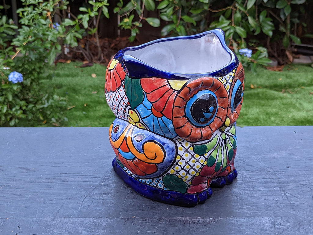 Talavera Owl Flower Pot, Ceramic Planter, Handmade Talavera Pottery, Garden Decor, Outdoor Decorations, Indoor Home Decor, Cute Owl Gifts