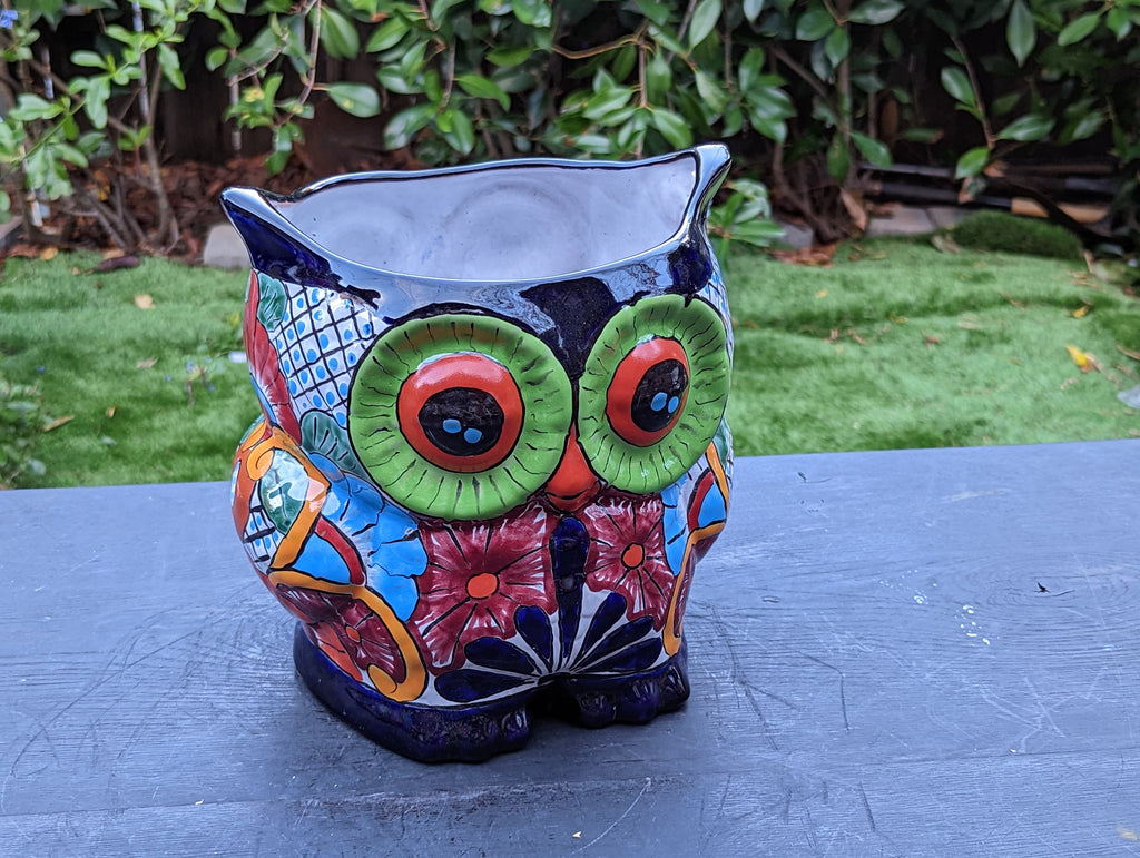 Talavera Owl Flower Pot, Ceramic Planter, Handmade Talavera Pottery, Garden Decor, Outdoor Decorations, Indoor Home Decor, Cute Owl Gifts