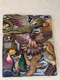Avian Portraiture, Handmade Ceramic Wall Art, Mexican Folk Art Home Decor, Contemporary Wall Art Decor of Birds: Eagle Crane Owl Woodpecker
