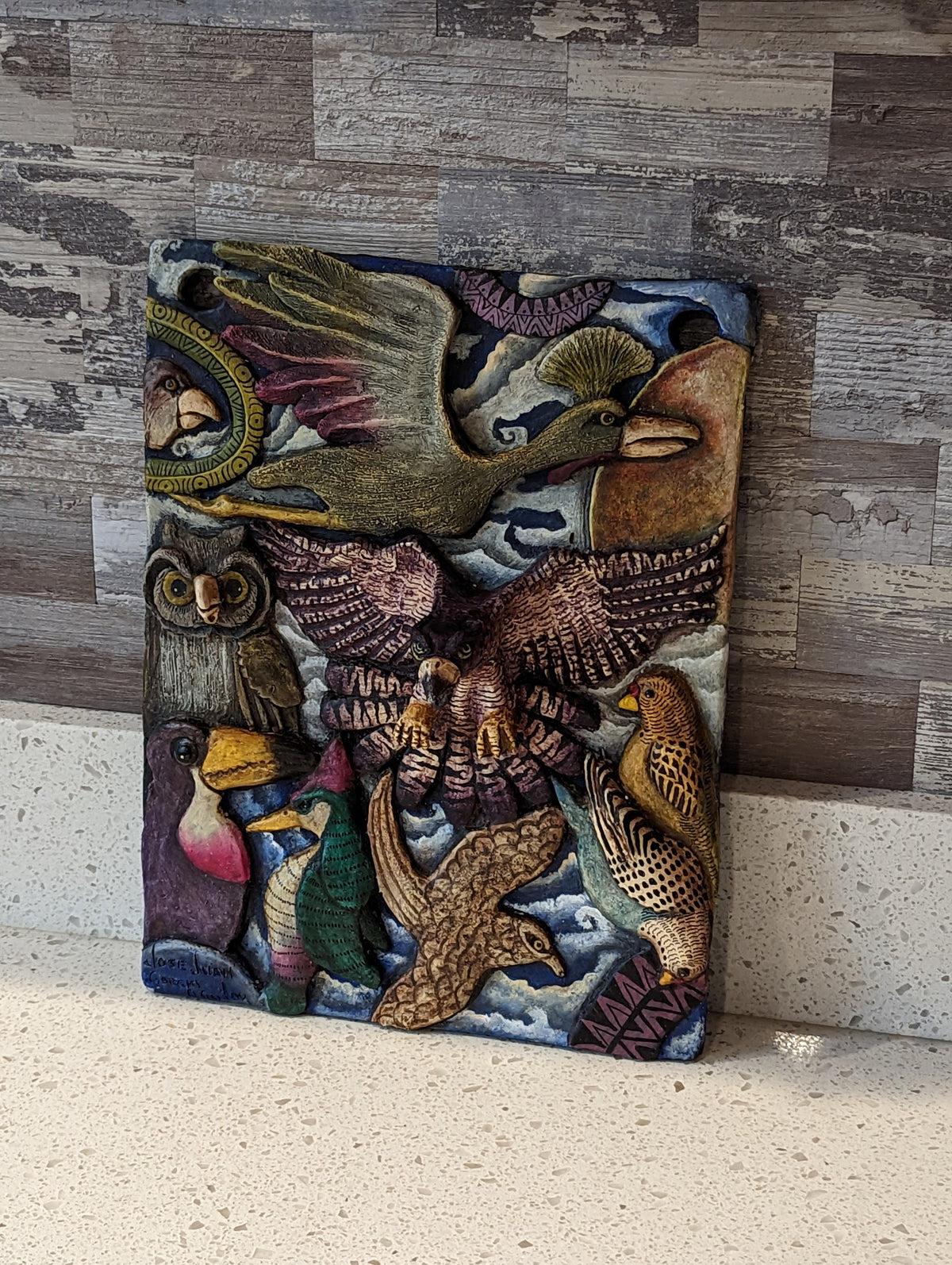 Avian Portraiture, Handmade Ceramic Wall Art, Mexican Folk Art Home Decor, Contemporary Wall Art Decor of Birds: Eagle Crane Owl Woodpecker