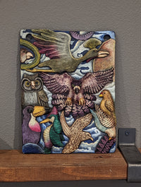 Avian Portraiture, Handmade Ceramic Wall Art, Mexican Folk Art Home Decor, Contemporary Wall Art Decor of Birds: Eagle Crane Owl Woodpecker
