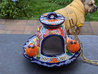 Ceramic Bird Feeder, Talavera Pottery, Decorative Outdoor Hanging Feeder Station w Chain, Handmade Mexican Pottery, Attract Wild Birds