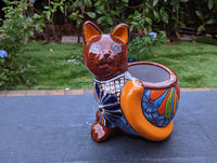 Cute Cat Flower Pot, Talavera Planter, Cat Decor, Flower Pots Indoor, Cat Decorations, Talavera Pottery, Handmade, Cute Cat Gifts