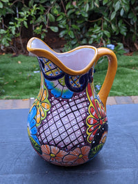 Beverage Pitcher, Handmade Talavera Pottery, Large Pitcher for Water, Lemonade, Drinks, Juice, Home Barware Party Pitcher, Mexican Decor