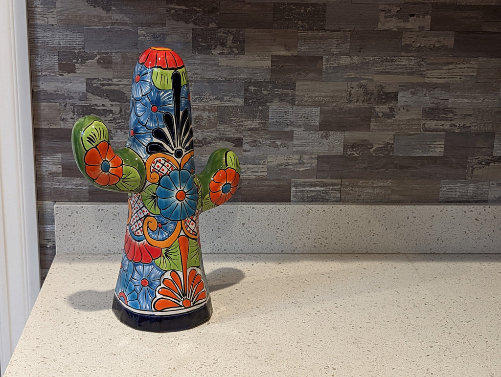 Saguaro Cactus Decor, Mexican Talavera Pottery, Cactus Room Decor - Bedroom, Bathroom, Cactus Decorations, Unique Gift