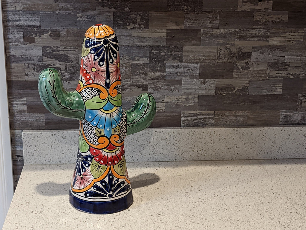 Saguaro Cactus Decor, Mexican Talavera Pottery, Cactus Room Decor - Bedroom, Bathroom, Cactus Decorations, Unique Gift