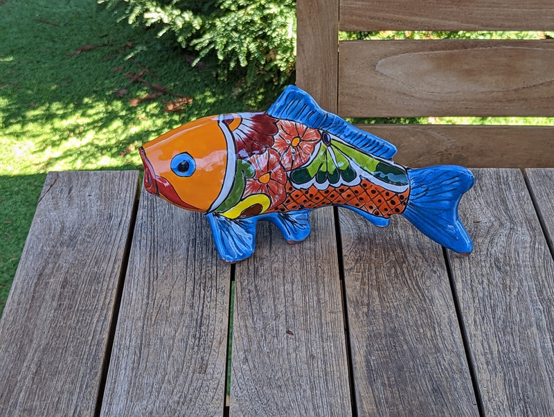 Ceramic Koi Fish, Talavera Pottery, Handmade in Mexico, Fish Figurine Home Decor, Garden or Porch Decor, Fish Yard Art, Gift for Fish Lovers