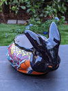 Rabbit Flower Pot, Colorful Talavera Pottery, Ceramic Planter, Indoor Home Decor, Outdoor Garden Decor, Hand Painted Rabbit Yard Decor