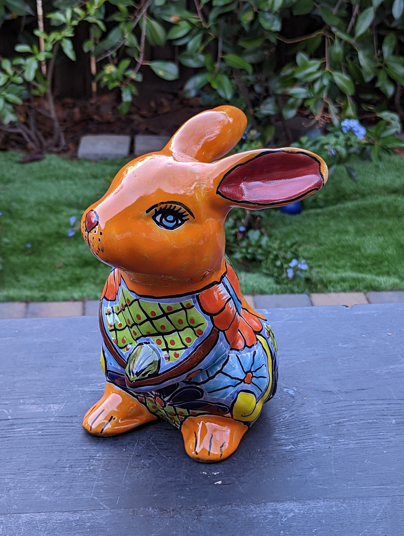 Rabbit Planter, Talavera Pottery, Colorful Ceramic Plant Pot, Indoor Home Decor, Outdoor Garden Decor, Hand Painted Mexican Yard Decor