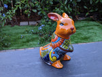 Rabbit Planter, Talavera Pottery, Colorful Ceramic Plant Pot, Indoor Home Decor, Outdoor Garden Decor, Hand Painted Mexican Yard Decor