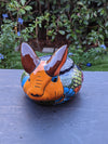 Rabbit Flower Pot, Colorful Talavera Pottery, Ceramic Planter, Indoor Home Decor, Outdoor Garden Decor, Hand Painted Rabbit Yard Decor