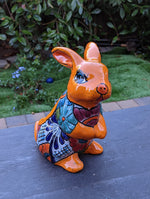 Rabbit Planter, Talavera Pottery, Colorful Ceramic Plant Pot, Indoor Home Decor, Outdoor Garden Decor, Hand Painted Mexican Yard Decor