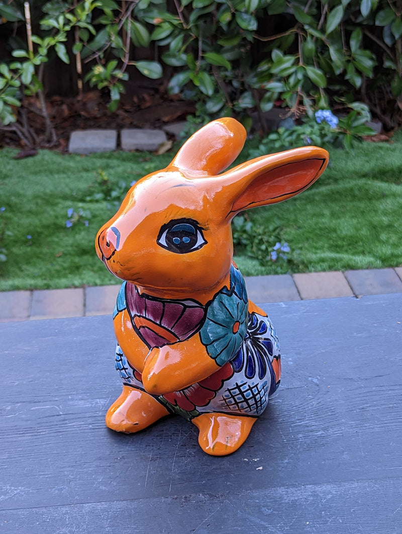 Rabbit Planter, Talavera Pottery, Colorful Ceramic Plant Pot, Indoor Home Decor, Outdoor Garden Decor, Hand Painted Mexican Yard Decor