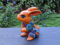 Rabbit Planter, Talavera Pottery, Colorful Ceramic Plant Pot, Indoor Home Decor, Outdoor Garden Decor, Hand Painted Mexican Yard Decor