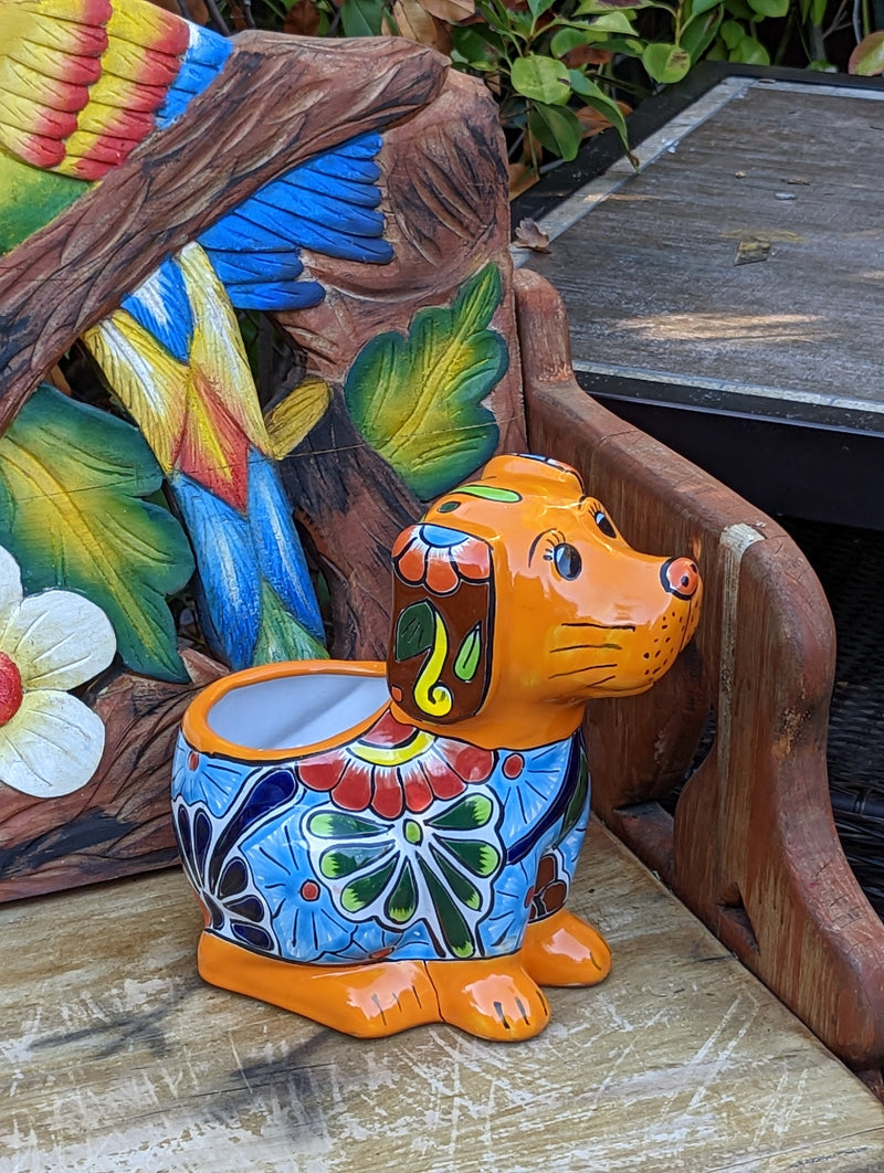 Cute Dog Flower Pot, Talavera Planter, Dog Decor, Flower Pots Outdoor, Dog Decorations, Handmade Mexican Talavera Pottery, Cute Dog Gifts