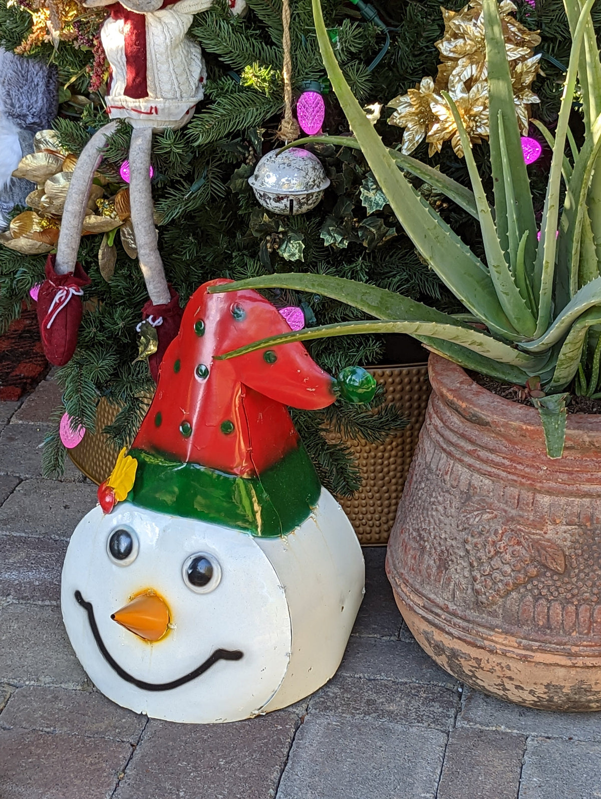 Colorful Snowman Christmas Decoration, Christmas Yard Art or Snowman Porch Decor, Stands 21.5" Tall
