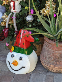 Colorful Snowman Christmas Decoration, Christmas Yard Art or Snowman Porch Decor, Stands 21.5" Tall