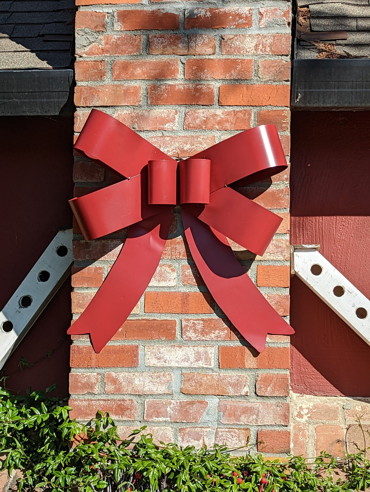 Christmas Ribbon Home Decor, Christmas Yard Decoration, Metal Holiday Decor, Rustic Christmas Yard Art