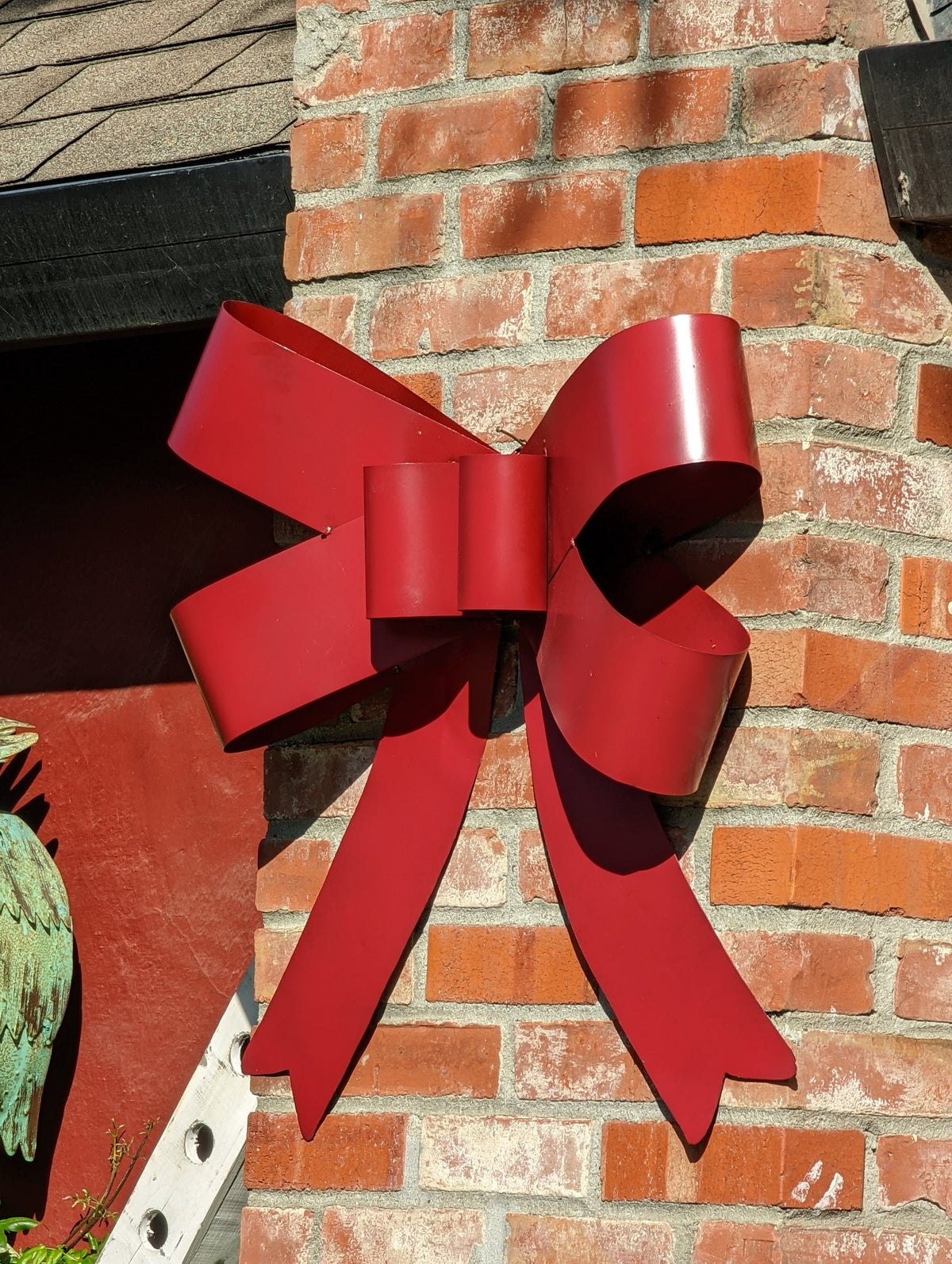Christmas Ribbon Home Decor, Christmas Yard Decoration, Metal Holiday Decor, Rustic Christmas Yard Art