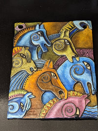 Stallion Stampede Portraiture, Handmade Ceramic Wall Art, Mexican Clay Art of Stampeding Horses Home Decor, Contemporary Wall Art Decoration