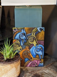 Stallion Stampede Portraiture, Handmade Ceramic Wall Art, Mexican Clay Art of Stampeding Horses Home Decor, Contemporary Wall Art Decoration